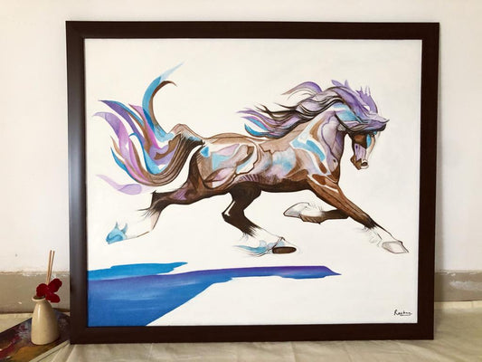 Freedom Unbridled: A Majestic Horse Running Wild in a Breathtaking Oil Painting (24" x 24") 2022